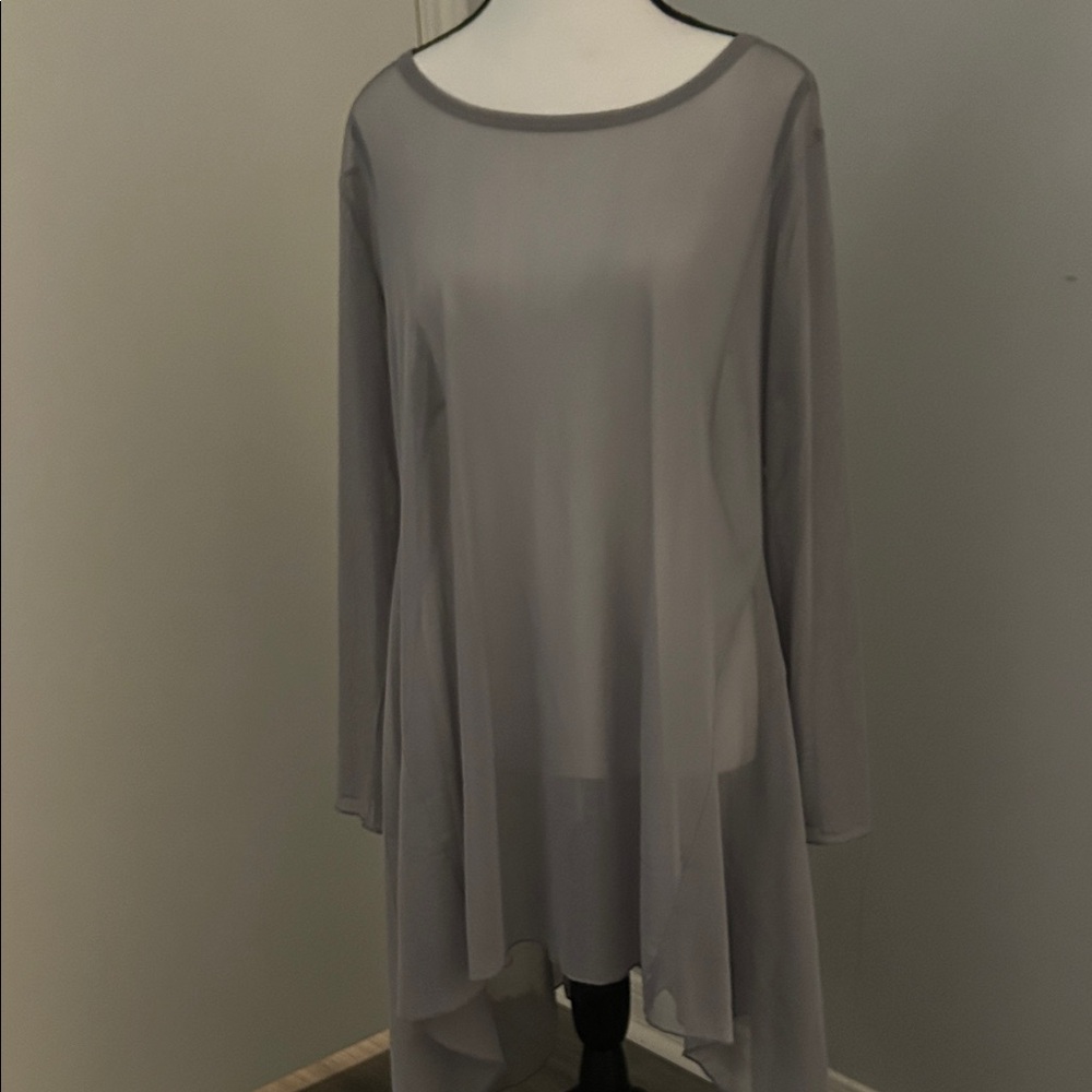 Camille & Company. Gray Tunic Top looks great with black pants, leggings, jeans!